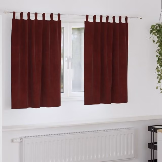 Berkfield Home Wine Red Velvet Blackout Curtains with Hanging Loops, 2 Pack, W: 140 cm – 1