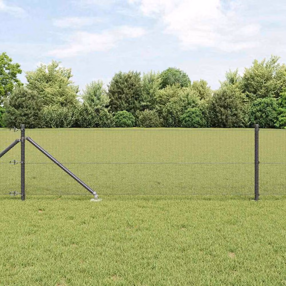 Berkfield Home Grey Steel Welded Wire Fence with 13 In-Ground Spike Posts, W: 60 cm, L: 100 m – 1