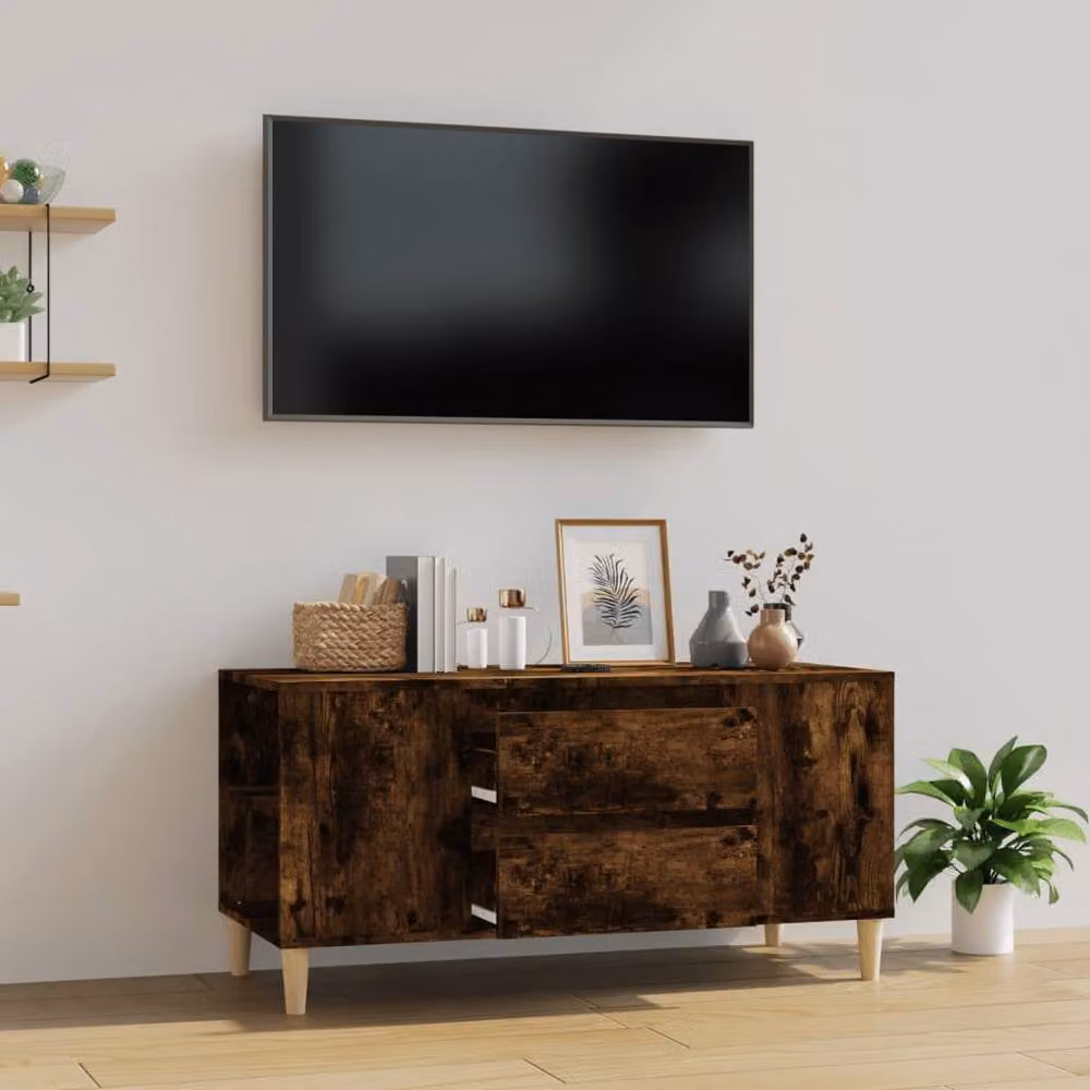 Berkfield Home Smoked Oak TV Cabinet in Brown, W/D/H: 102 x 44.5 x 50 cm – 2