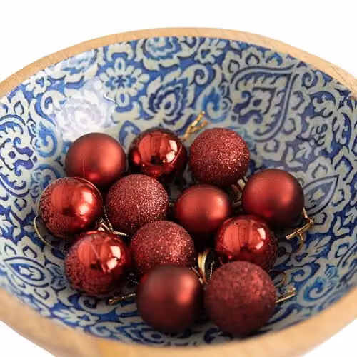 Shatchi 24-Piece Set of Red and Silver Round Plastic Christmas Bauble Hanging Decorations, Diameter: 3 cm – 5