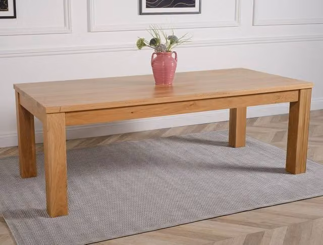 Thats Furniture Dakot Extra Large Solid Oak Rectangular Dining Table in Light Oak, W: 222 cm, D: 102 cm, H: 77 cm – 1