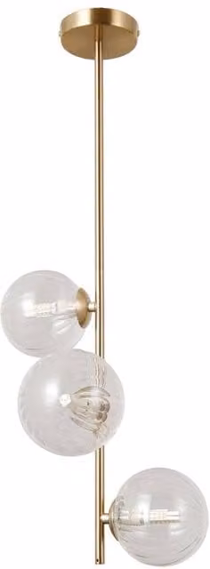 Netlighting Toledo Globe Pendant Ceiling Light in Gold/Brass with 3xG9 Transparent Glass Spheres