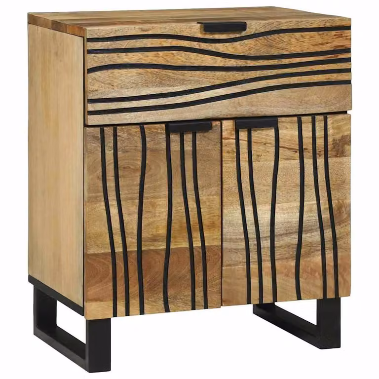 Berkfield Home Solid Wood Mango Bedside Cabinet in Brown, W/D/H: 50 x 33 x 60 cm