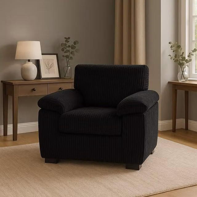 SquareBoxx Capri Black Striped Jumbo Cord Fabric Sofa