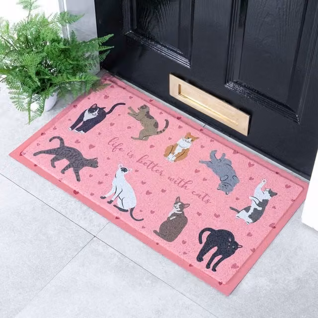 Artsy Mats Life Is Better With Cats Doormat, White, W/D/H: 70 x 40 cm