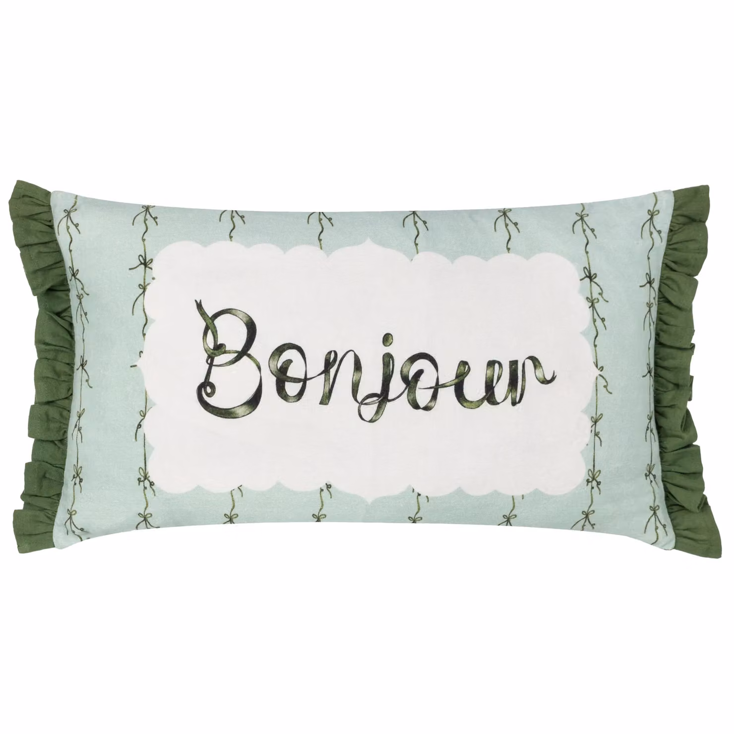 furn Bonjour Cotton Ruffle Decorative Cushion in Green, W/D/H: 50 x 30 x 30 cm – 2