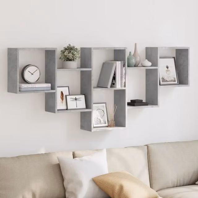 Berkfield Home Wall Mounted Modern Shelf in Concrete Grey, W: 159 cm, D: 18 cm, H: 66 cm – 1