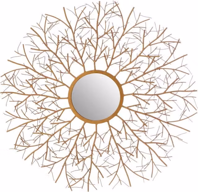 Orsina Round Metal Wall Mirror in Gold