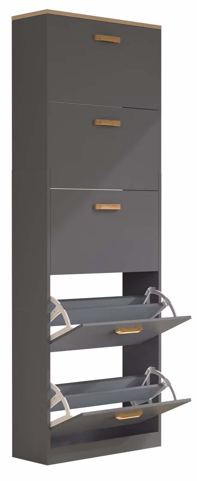 VCM HalomXL Shoe Tipper Cabinet in Dark Grey, H 170 x W 59 x D 22 cm – 2