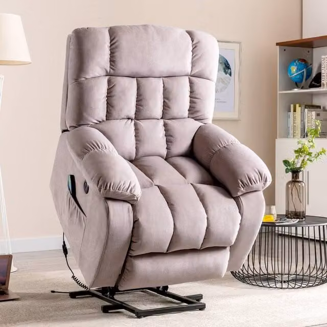 Merax Power Lift Riser Recliner Chair with 8-Point Massage and Heat in Beige – 1