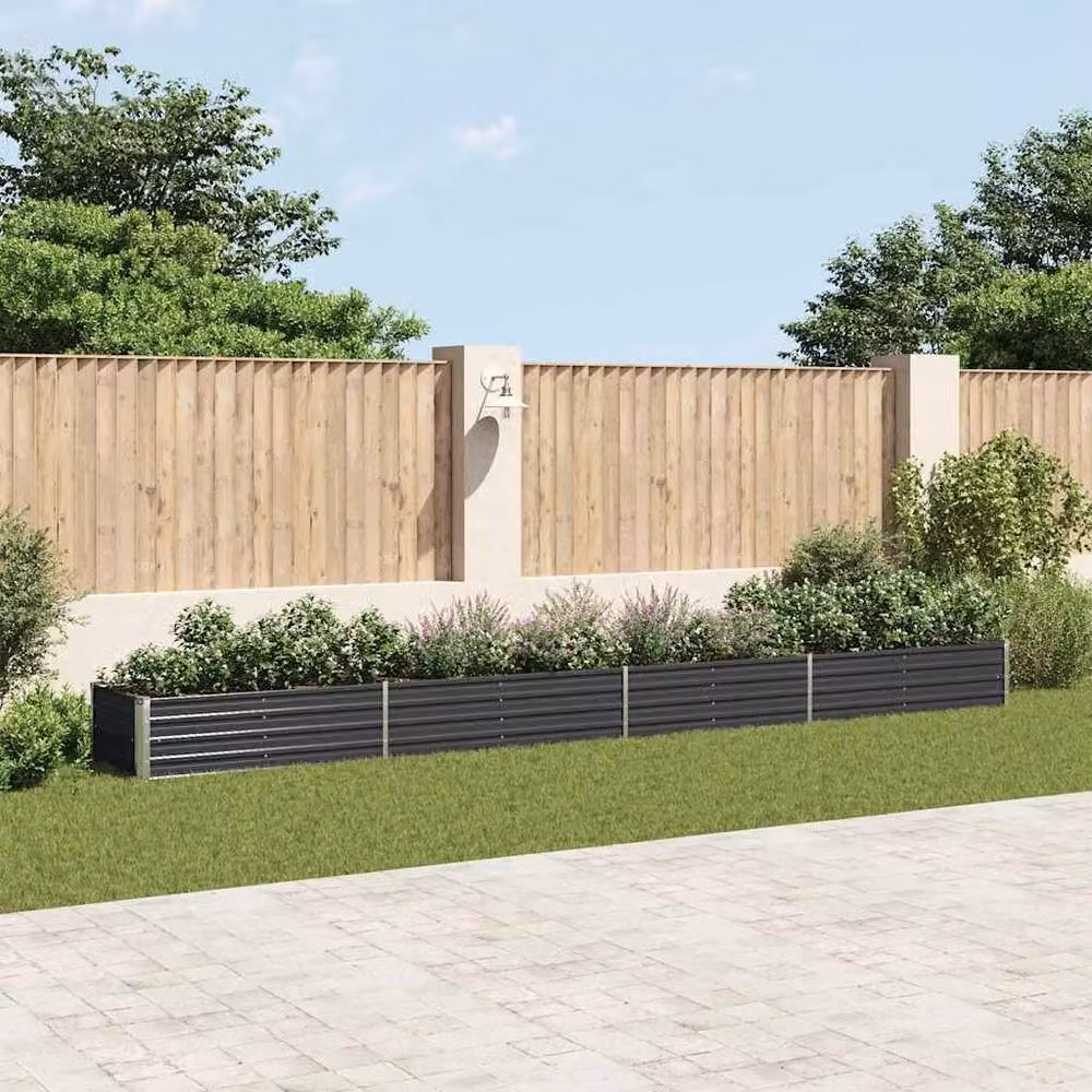 Berkfield Home Garden Galvanised Steel Raised Bed in Anthracite, W: 600 cm, D: 80 cm, H: 45 cm – 2