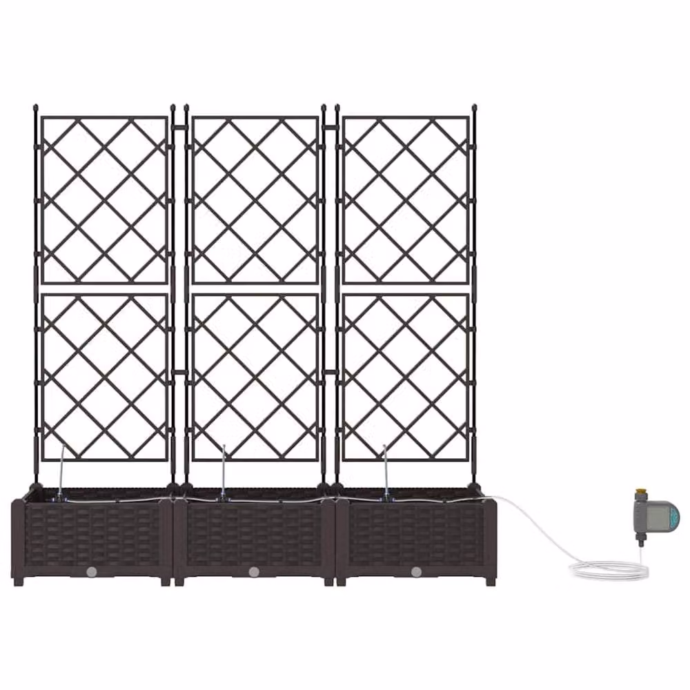 Berkfield Home Garden Planters with Water Irrigation System, 3 Piece Set, Brown – 4