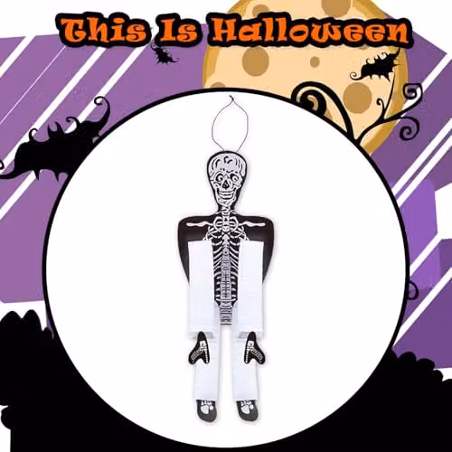 VFM e-Store White Hanging Skeleton Halloween Decoration, 90 cm – 8