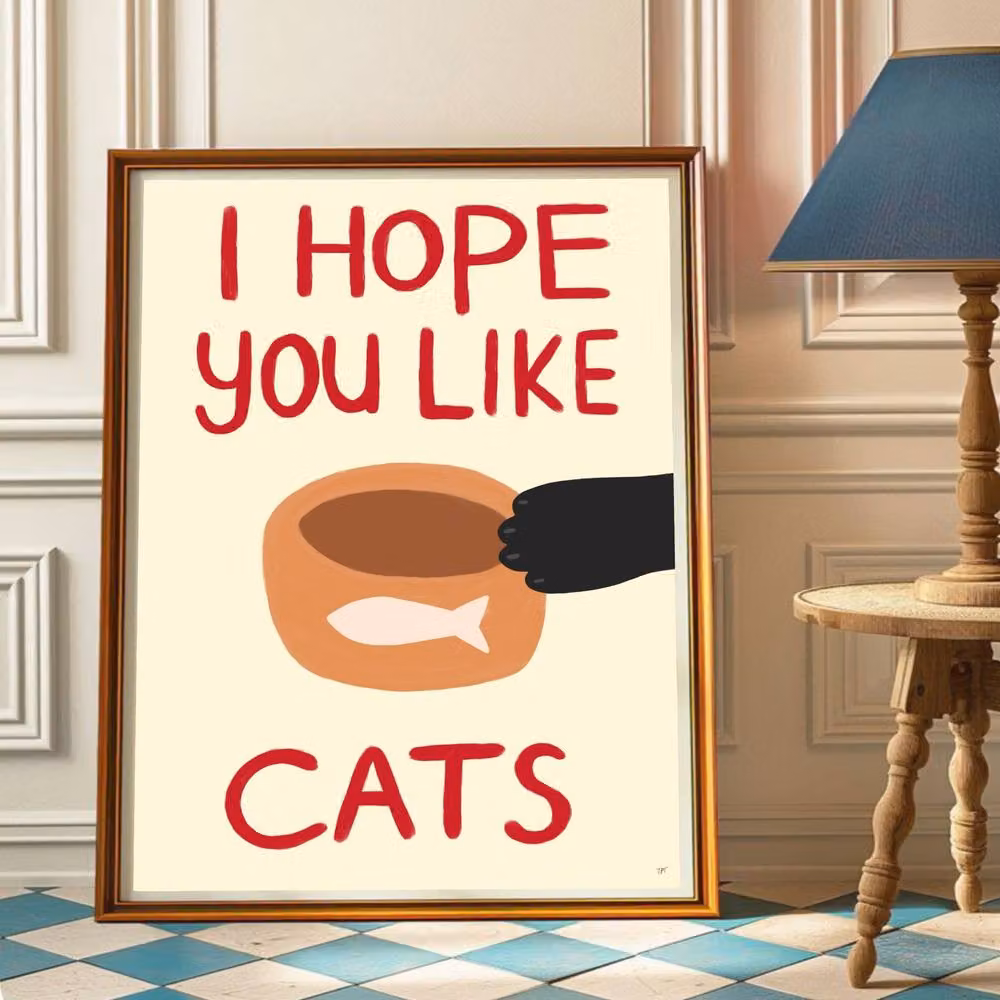 The Paper Tail Hope You Like Cats Multicolour Paper Poster, W: 29.7 cm, H: 42.0 cm – 3