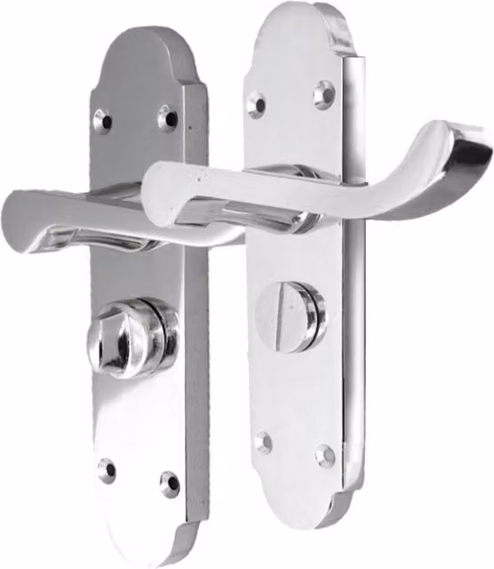 Betley Victorian Scroll Epsom Bathroom Privacy Door Handle with Plate in Chrome