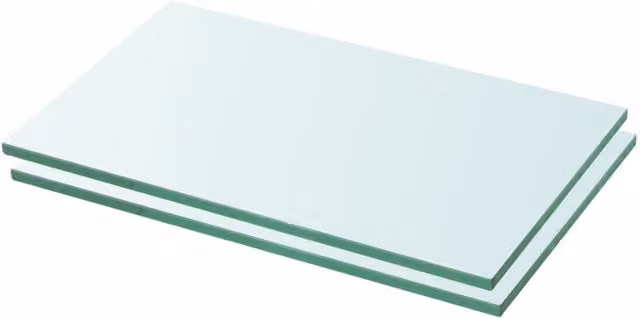 Berkfield Home Wall Mounted Glass Shelves, 2 Pack, Clear, W: 30 cm, D: 12 cm