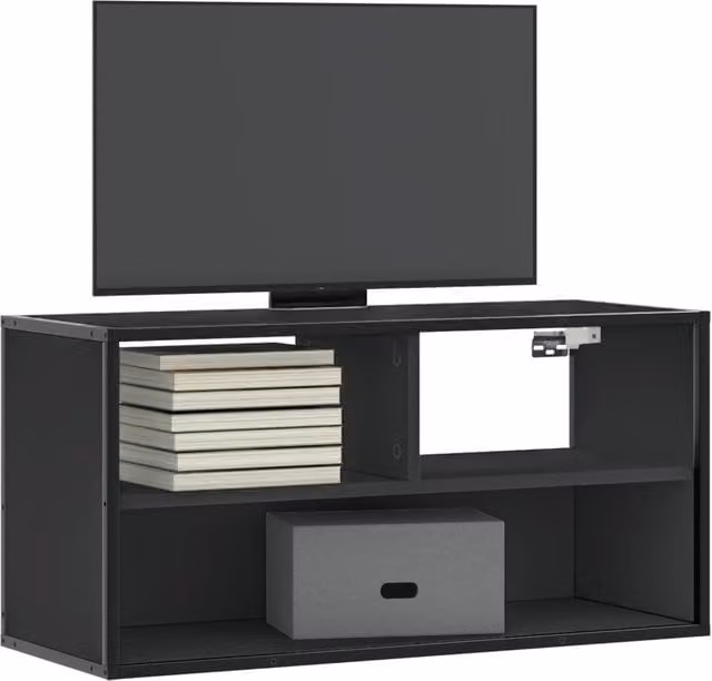 Berkfield Home Industrial TV Cabinet in Black, W/D/H: 80 x 31 x 39.5 cm