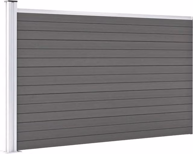 Berkfield Home Grey WPC Garden Fence, W: 105 cm, H: 175 cm