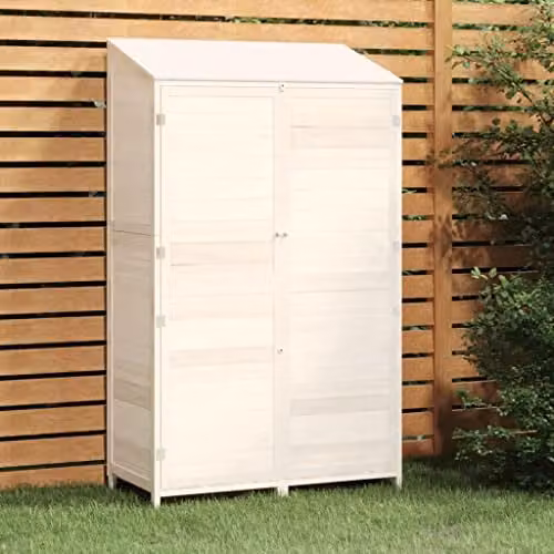 vidaXL White Garden Shed in Solid Wood, W/D/H: 102 x 52 x 174.5 cm – 2
