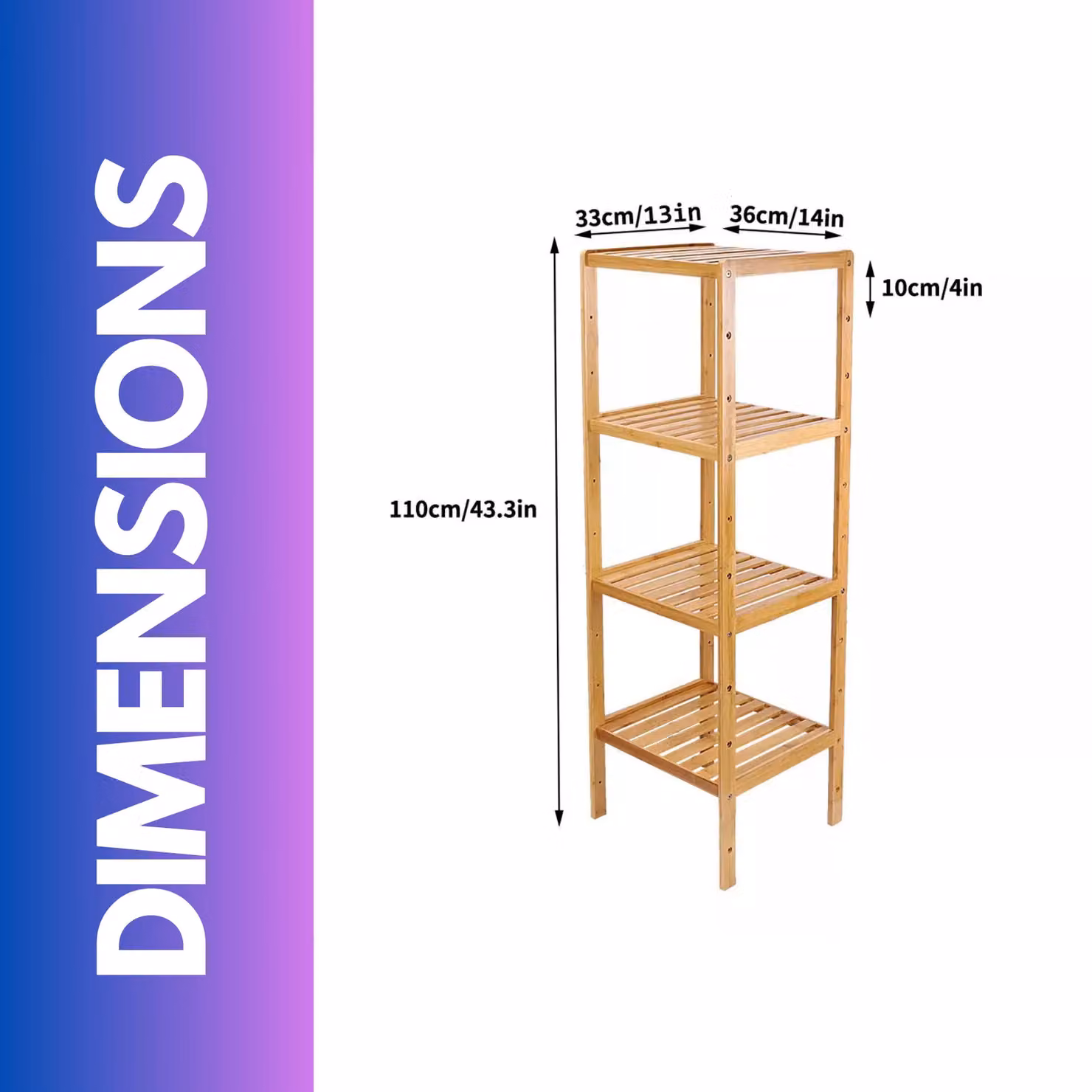 Pirlo Plush 4 Tier Adjustable Bamboo Standing Shelving Rack Unit in Brown – 4