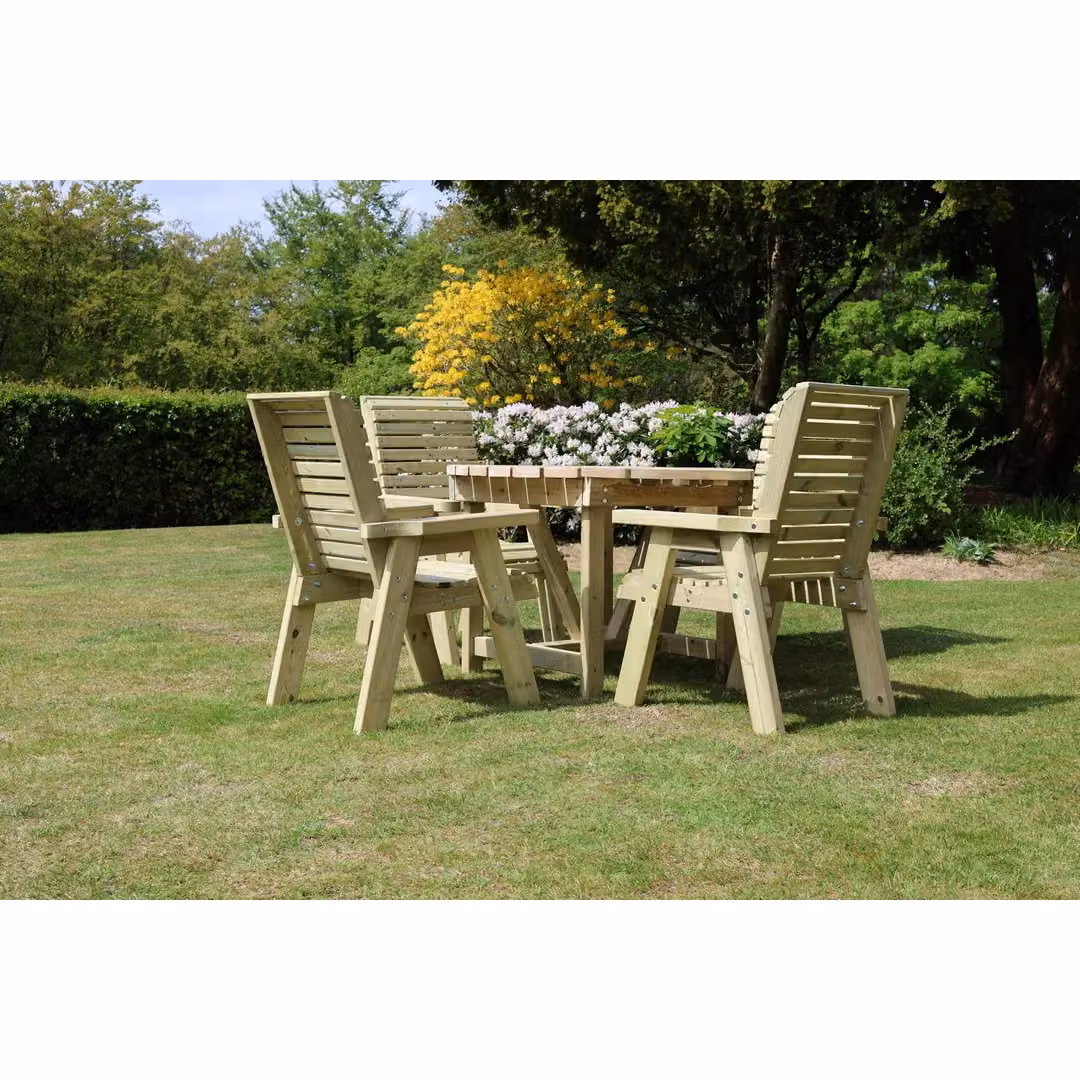 Churnet Valley Garden Furniture Ltd Ergo 4 Seater Round Timber Garden Table Set in Brown – 2