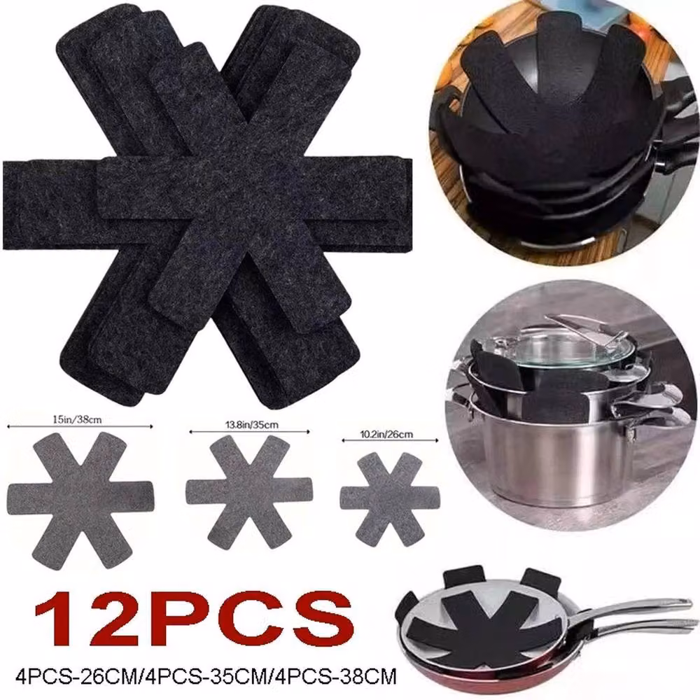 NESTLUNE Set of 12 Black Pot and Pan Protectors and Bowl Dividers, W/D/H: 100 x 15 x 15 cm – 4