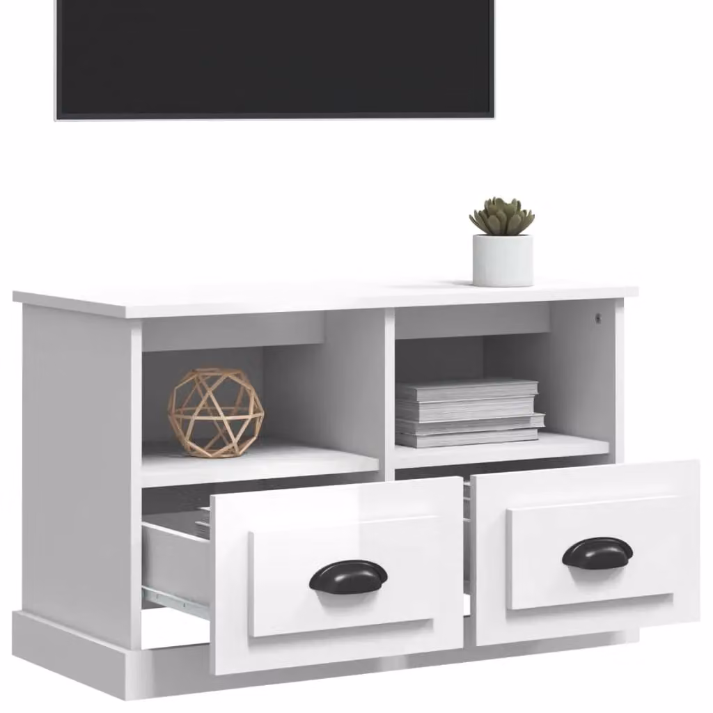 Berkfield Home High Gloss White TV Cabinet W/D/H: 80 x 35 x 50 cm – 3