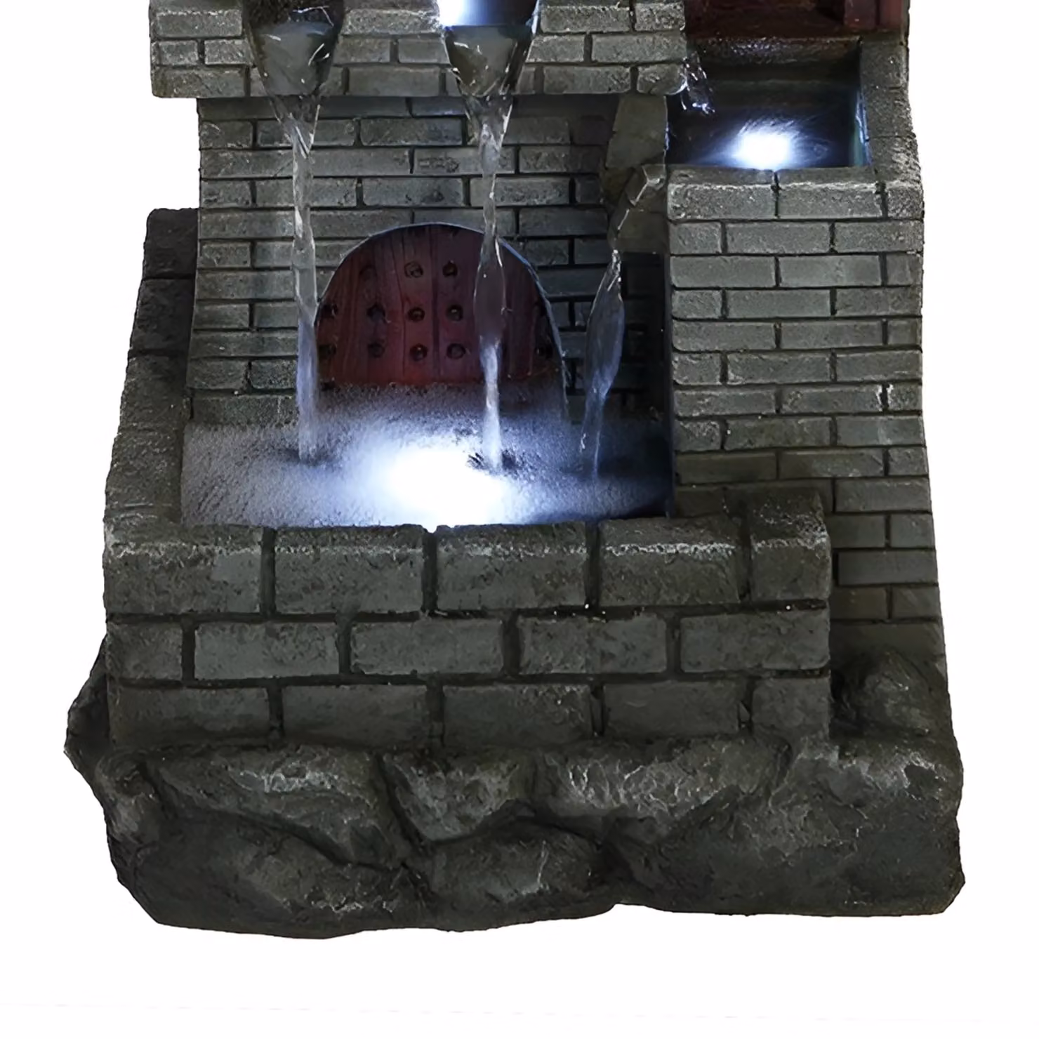 Primrose Japanese House Tiered Cascade Water Feature with LED Lights, Grey, Height: 46 cm – 3