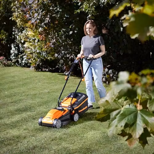 LawnMaster 1200W Electric Lawnmower with Rear Roller, Orange, 32cm Cutting Width – 2