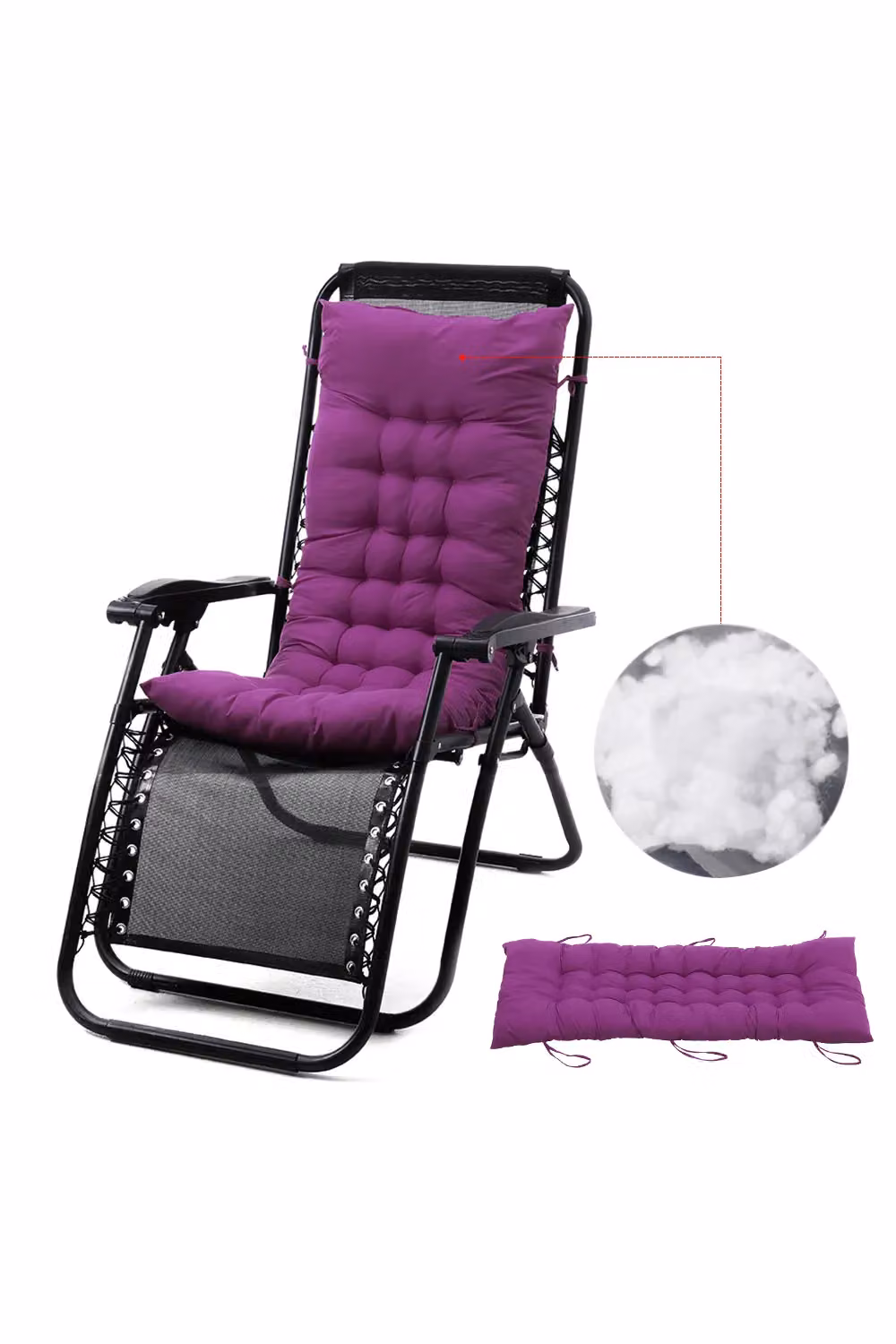 Living and Home Purple Cotton Chaise Lounge Cushion, W/D: 110 x 40 cm – 2