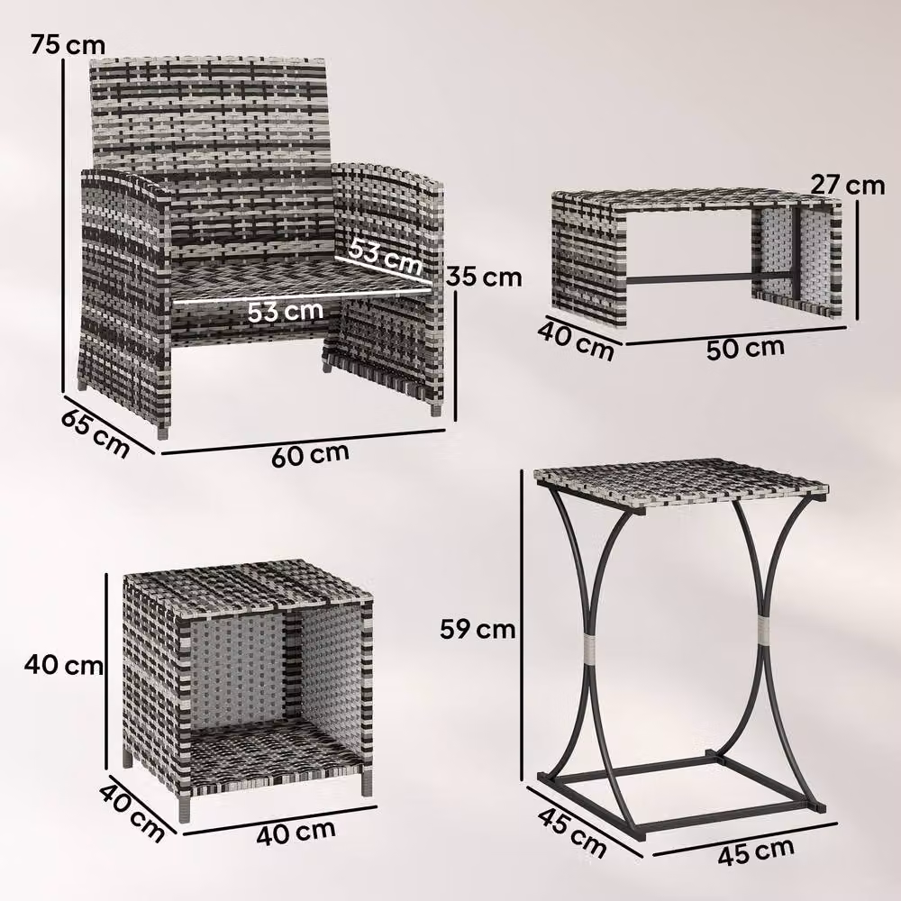 STILVORA 6 Piece Grey Patio Furniture Set with Nesting Tables – 2