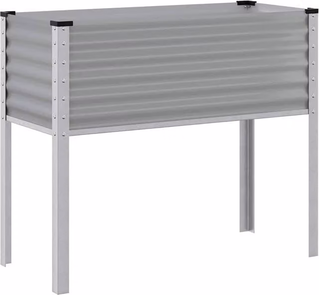 Berkfield Home Grey Steel Garden Planter Tub W: 100 cm, D: 41 cm, H: 90 cm – 1