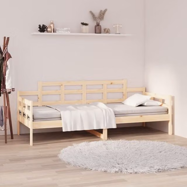 Berkfield Home Rustic Solid Wood Pine Day Bed, Brown, W/D/H: 90 x 200 cm