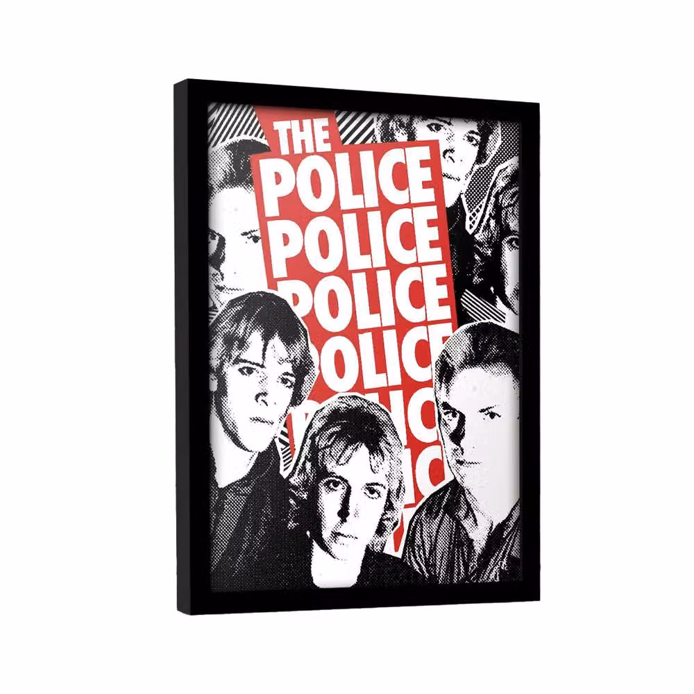 The Police Multicolour Abstract Typography Repeat Print Framed Poster in Black – 2
