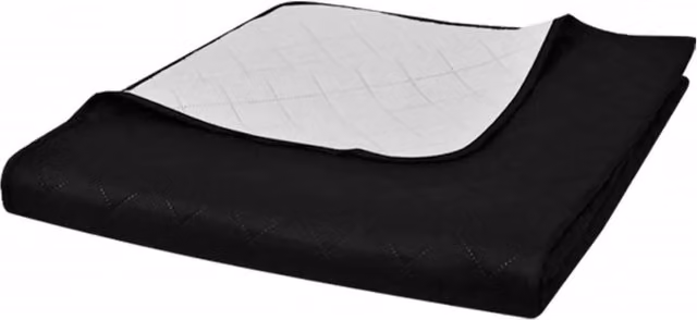 Berkfield Home Reversible Quilted Microfibre Bedspread in Black and White, W/D/H: 170 x 210 cm