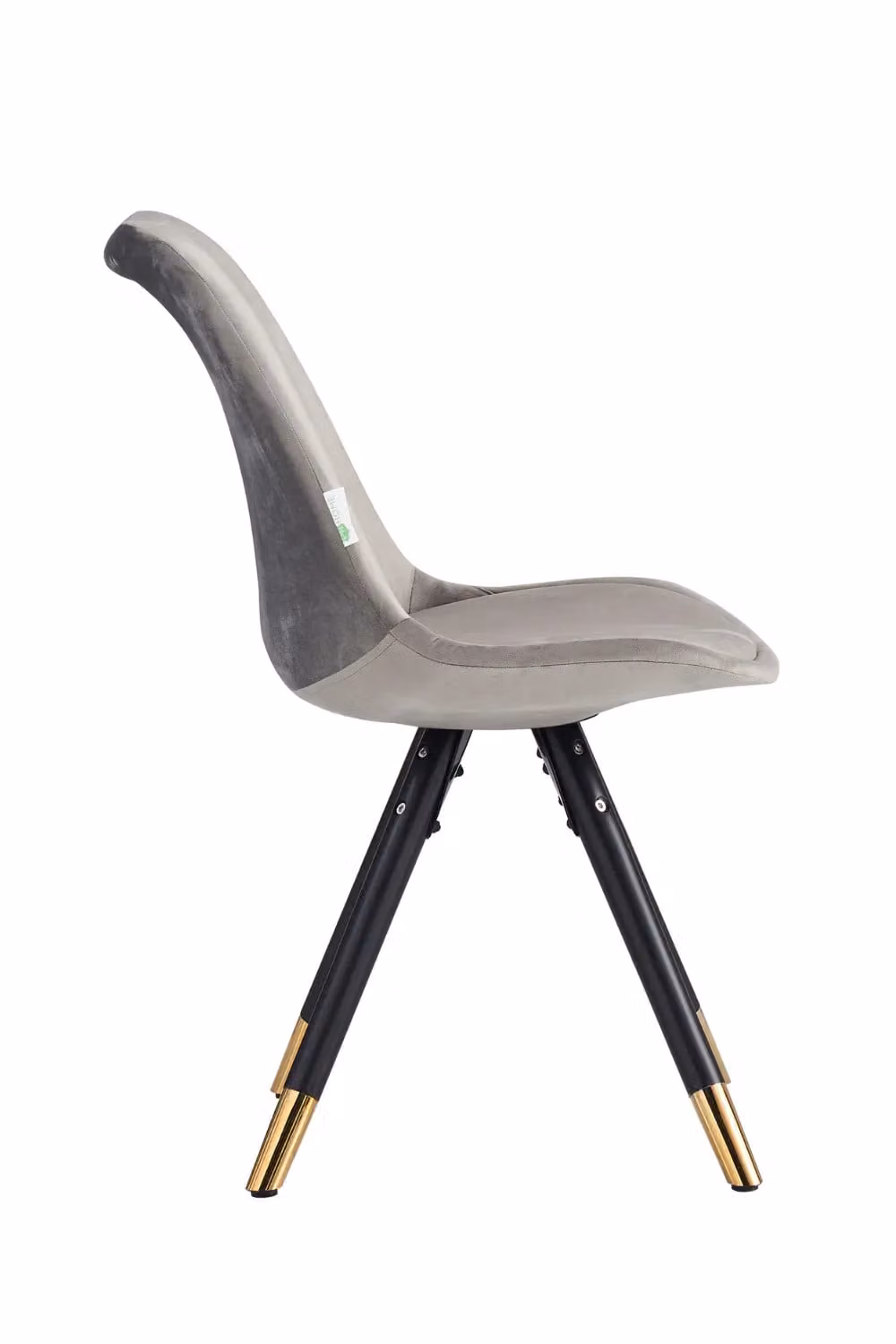 Life Interiors Sofia Ergonomic Modern Dining Chairs, Set of 2, Dark Grey Velvet with Gold End Cap Metal Legs – 3