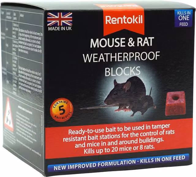 Rentokil Mouse and Rat Killer Blocks, Pack of 5, Multicolour