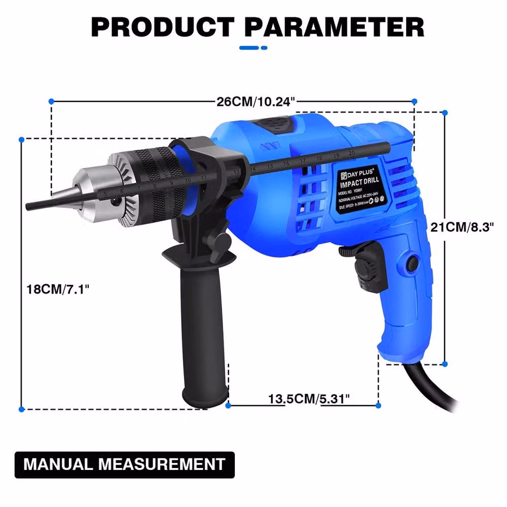 Nordara 3000W Heavy Duty Corded Mains Impact Drill with Bits in Blue – 2