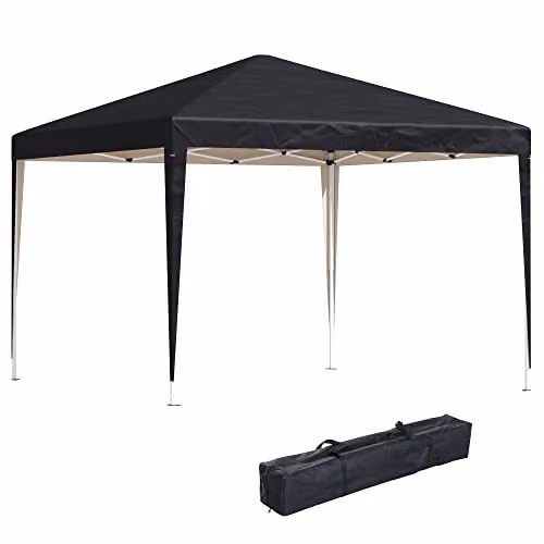 Outsunny Black Pop Up Garden Gazebo Height Adjustable Marquee Party Tent, W: 300.0 cm, D: 300.0 cm, H: 255.0 cm – 1