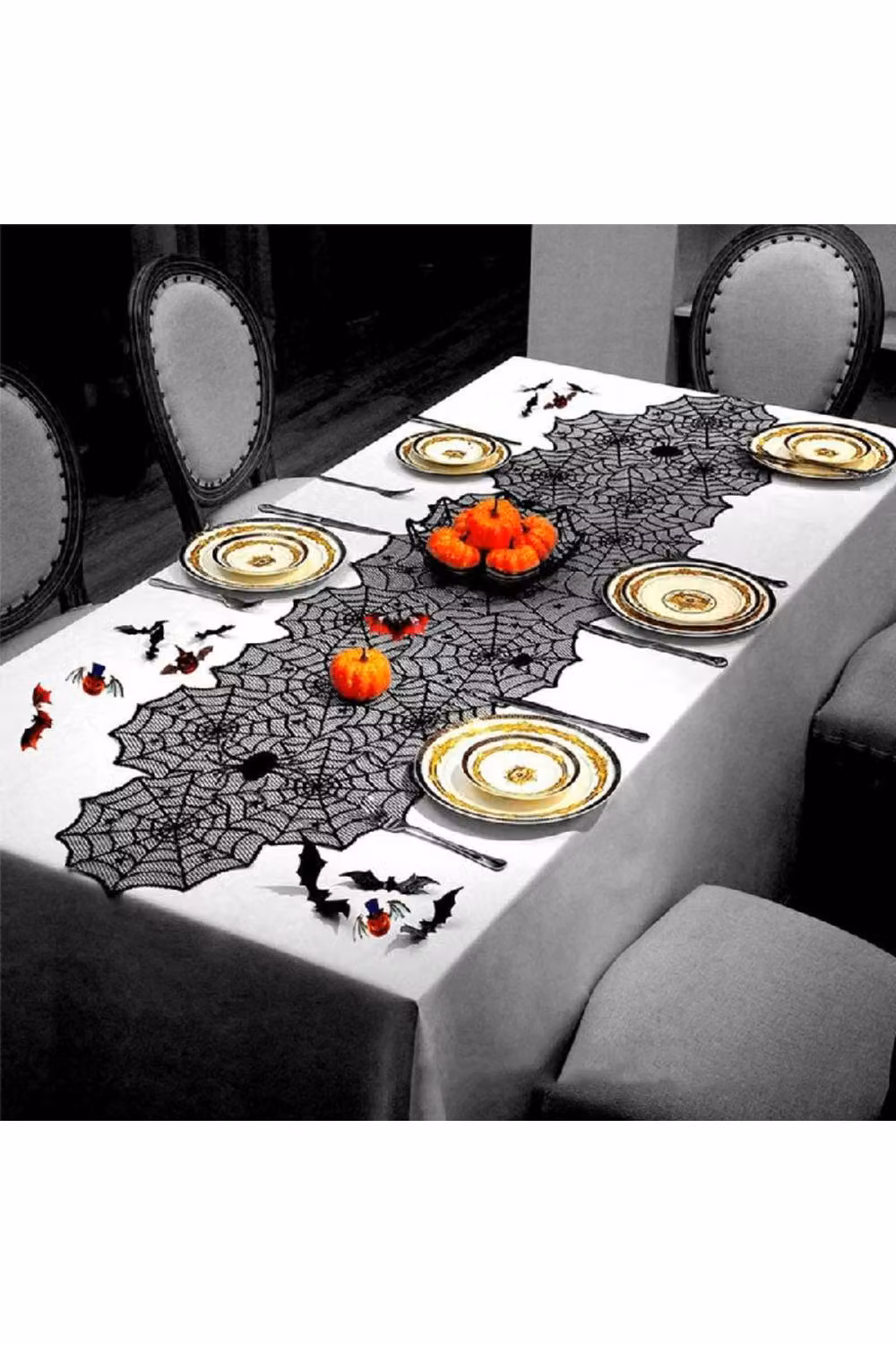 KDMD Black Lace Spider Web Polyester Table Runner – 6