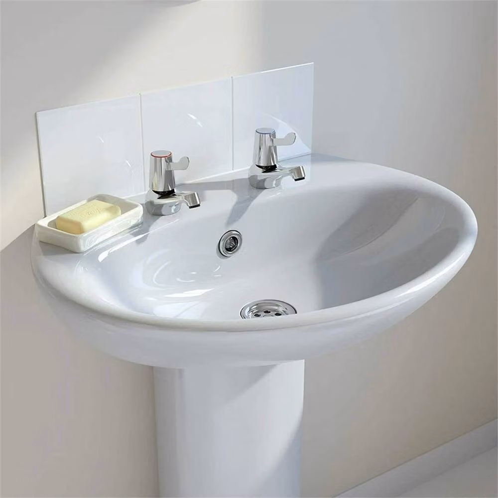 Nordara Two-Handle Ceramic Lever Basin Sink Taps in Silver Chrome – 3