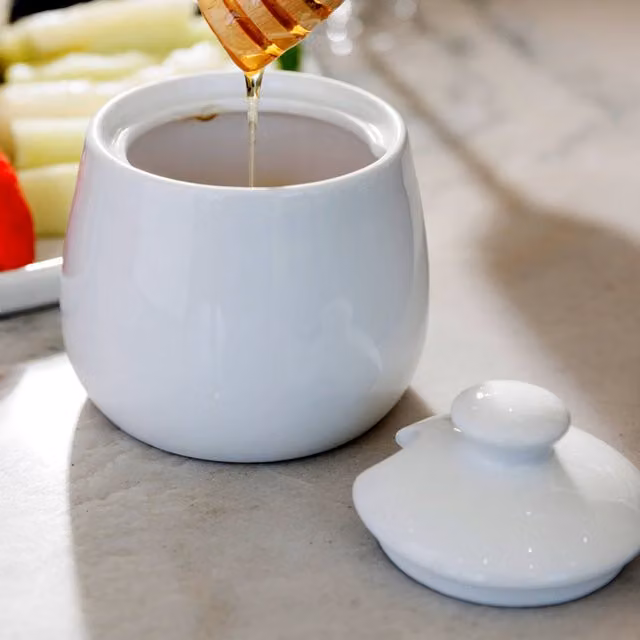 Mikasa White Chalk Porcelain Honey Pot 250ml