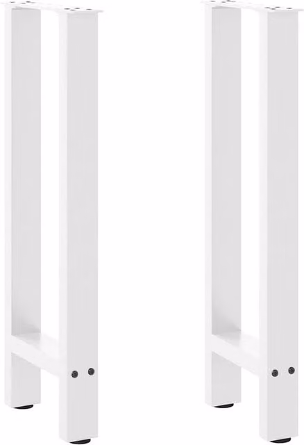 Berkfield Home Modern White Steel Coffee Table Legs, 2 Pieces, Height: 72-73 cm, Width: 28 cm