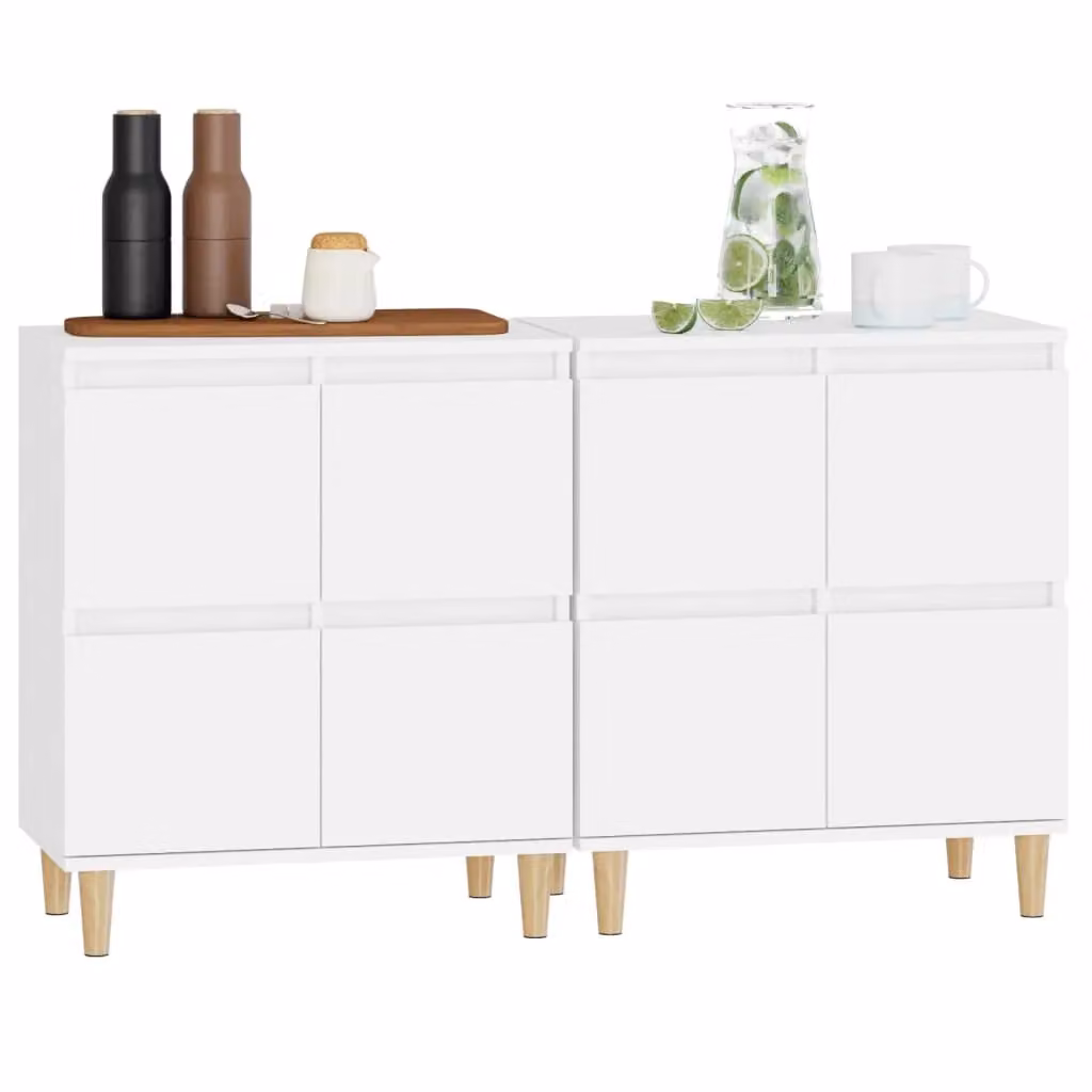 Berkfield Home Set of 2 White Classic Sideboards in Matt Engineered Wood, W/D/H: 60 x 35 x 70 cm – 2