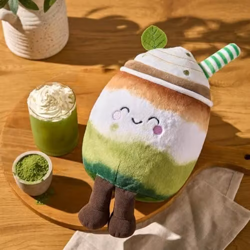 OHS Green Matcha Plush Round Scatter Cushion, 25 cm – 3