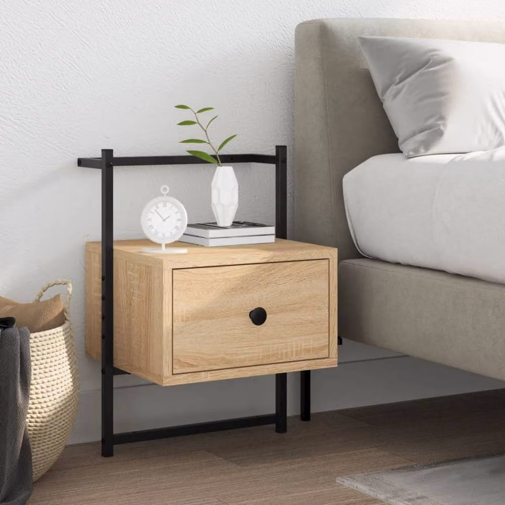 Berkfield Home Wall-mounted Bedside Cabinet in Sonoma Oak, Light Brown, W/D/H: 35 x 30 x 51 cm – 2