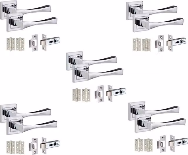 Golden Grace Chrome Door Handles Set of 5