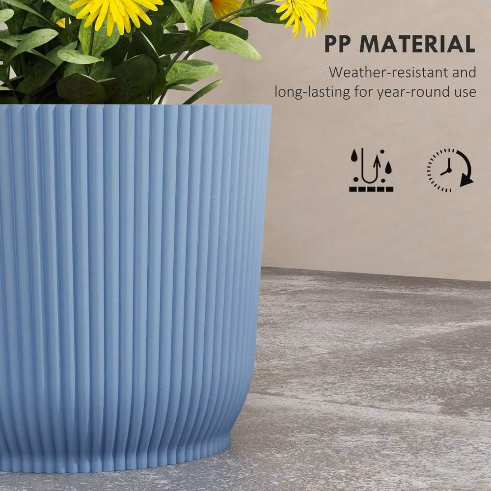 Kelvenix Set of 2 Round Blue Plastic Outdoor and Indoor Plant Pots, Diameter: 22 cm – 2