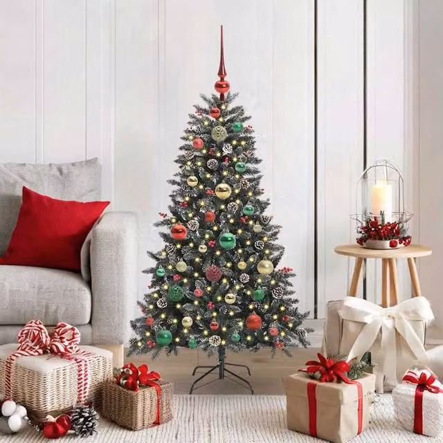 Berkfield Home Green Artificial Christmas Tree with 150 LEDs, W/D/H: 68 x 68 x 120 cm – 1