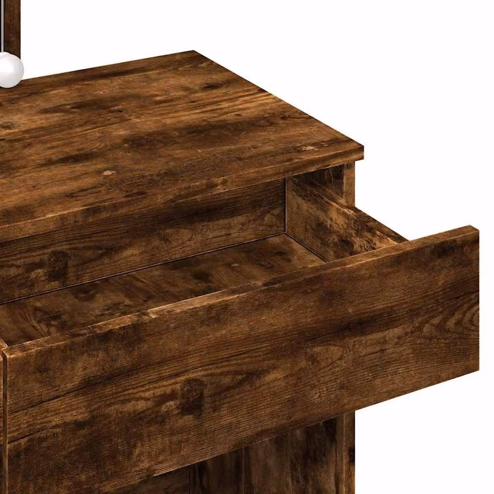 Berkfield Home Beautiful Dressing Table with LED in Smoked Oak Brown, W/D/H: 100 x 40 x 130 cm – 6